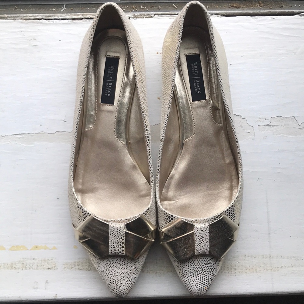 White House Black Market Gold Flats